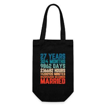 27 ans marié Mariage Mariage Dire Cadeau - Sac à bouteille - noir - Devant