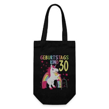 30 Jahre Geburtstagskind 30. Geburtstag Einhorn - Geschenkbeutel für Flaschen - Schwarz - Vorne
