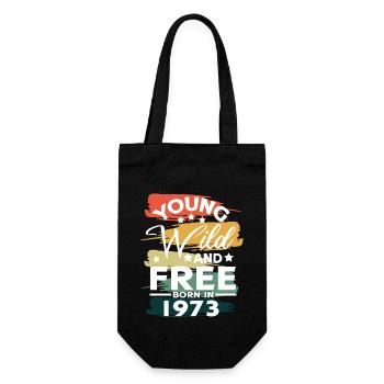 Jung Wild Frei Geboren 1973 - Geschenkbeutel für Flaschen - Schwarz - Vorne