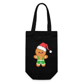 Gingerbread Man Christmas Gingerbread - Gift Bag for Bottles - black - Front