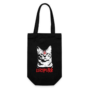 Lucipurr Rock Satan Katze Kätzchen - Geschenkbeutel für Flaschen - Schwarz - Vorne