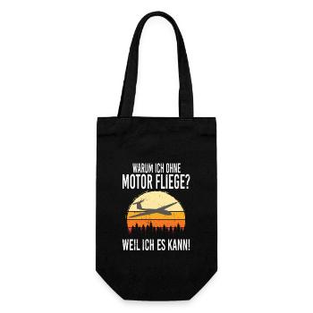 Warum ich ohne Motor fliege, weil ich es kann - Geschenkbeutel für Flaschen - Schwarz - Vorne