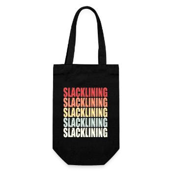 Slackline Balance Spruch Retro Geschenk - Geschenkbeutel für Flaschen - Schwarz - Vorne