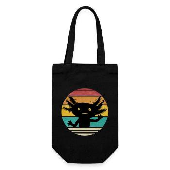 Axolotl Retro Amphibien Art Geschenk Kinder Teens - Geschenkbeutel für Flaschen - Schwarz - Vorne