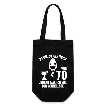 70 Jahre vor 70 Jahren schnellste 70. Geburtstag - Geschenkbeutel für Flaschen - Schwarz - Vorne