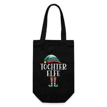 Weihnachten Partnerkostüm Tochter Elf Elfe Elfen - Geschenkbeutel für Flaschen - Schwarz - Vorne