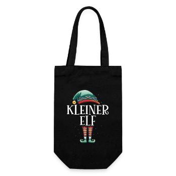Weihnachten Partnerkostüm Kleiner Elf Elfe Elfen - Geschenkbeutel für Flaschen - Schwarz - Vorne