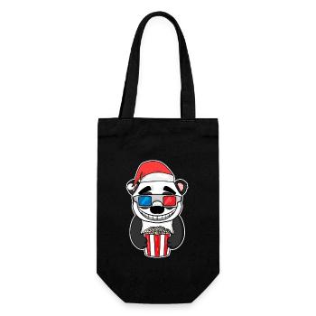Noël Panda Bear Popcorn Cinéma - Sac à bouteille - noir - Devant