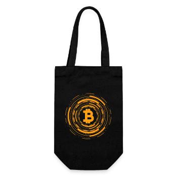 Kryptowährung Bitcoin Geschenk BTC Logo Krypto - Geschenkbeutel für Flaschen - Schwarz - Vorne