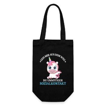 Geh us dem Weg unnötiger Sozialkontakt Einhorn - Geschenkbeutel für Flaschen - Schwarz - Vorne