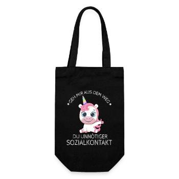 Geh us dem Weg unnötiger Sozialkontakt Einhorn - Geschenkbeutel für Flaschen - Schwarz - Vorne