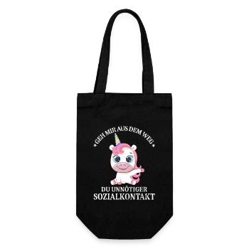Geh us dem Weg unnötiger Sozialkontakt Einhorn - Geschenkbeutel für Flaschen - Schwarz - Vorne