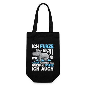 Furzendes Nilpferd Ich Furze Nicht flüstere nur - Geschenkbeutel für Flaschen - Schwarz - Vorne