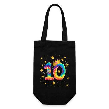 Teinture d’anniversaire colorée 10 ans filles 10. - Sac à bouteille - noir - Devant
