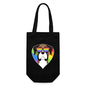 Boxer Hund Regenbogen Herz - Geschenkbeutel für Flaschen - Schwarz - Vorne