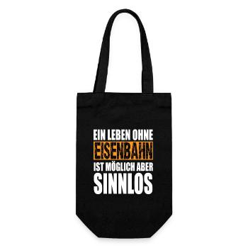 Ein Leben Ohne Eisenbahn Ist Möglich Aber Sinnlos - Geschenkbeutel für Flaschen - Schwarz - Vorne