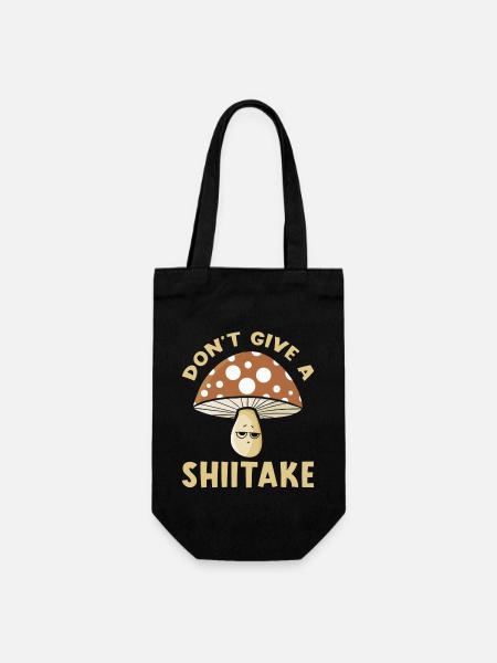 Shiitake Pilze Wortspiel - Geschenkbeutel für Flaschen - Schwarz