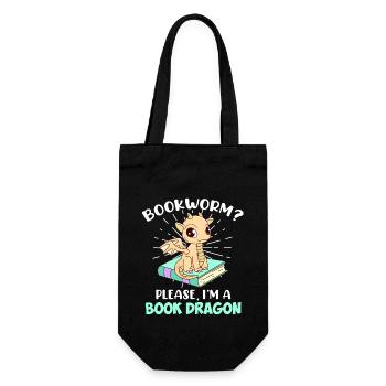 Reading Books Bookworm? I am a book dragon - Gift Bag for Bottles - black - Front