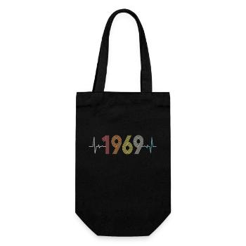 Heartbeat Retro Birthday Vintage 1969 Vintage - Gift Bag for Bottles - black - Front