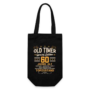 Oldtimer 60 Jahre 60. Geburtstag Geburtstagsfeier - Geschenkbeutel für Flaschen - Schwarz - Vorne