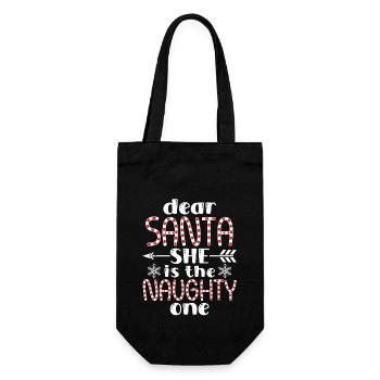 Cher Père Noël, elle est la coquine drôle de Noël - Sac à bouteille - noir - Devant