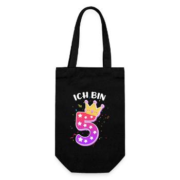 Ich bin schon 5 Jahre 5. Geburtstag Mädchen - Geschenkbeutel für Flaschen - Schwarz - Vorne