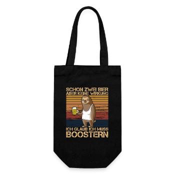 Schon zwei Bier aber keine Wirkung Impfung Booster - Geschenkbeutel für Flaschen - Schwarz - Vorne