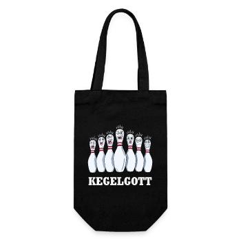 Bowling Bowlingkegel Kegelgott Spruch Kegelclub - Geschenkbeutel für Flaschen - Schwarz - Vorne