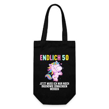 50 Jahre Nur noch erwachsen werden 50. Geburtstag - Geschenkbeutel für Flaschen - Schwarz - Vorne