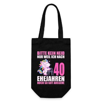 40 Jahre verheiratet lustig 40. Hochzeitstag - Geschenkbeutel für Flaschen - Schwarz - Vorne