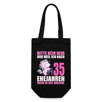 35 Jahre verheiratet lustig 35. Hochzeitstag - Geschenkbeutel für Flaschen - Schwarz - Vorne