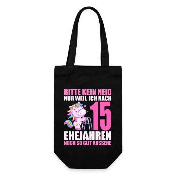 15 Jahre verheiratet lustig 15. Hochzeitstag - Geschenkbeutel für Flaschen - Schwarz - Vorne