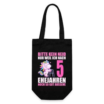 5 Jahre verheiratet lustig 5. Hochzeitstag - Geschenkbeutel für Flaschen - Schwarz - Vorne