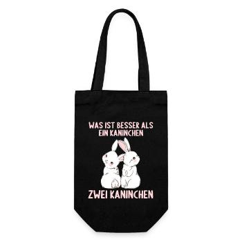 Hase Häschen was ist besser als ein Kaninchen - Geschenkbeutel für Flaschen - Schwarz - Vorne
