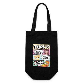14. Geburtstag Anime Mädchen - Geschenkbeutel für Flaschen - Schwarz - Vorne