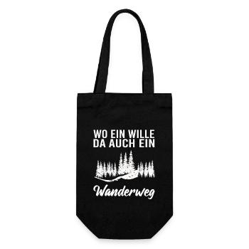 Wo ein Wille da auch ein Wanderweg - Geschenkbeutel für Flaschen - Schwarz - Vorne