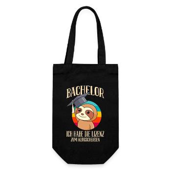 Bachelor 2022 Lizenz zum Klugscheißen Bachelor - Geschenkbeutel für Flaschen - Schwarz - Vorne