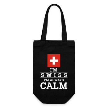 Im Swiss Im always calm - Geschenkbeutel für Flaschen - Schwarz - Vorne