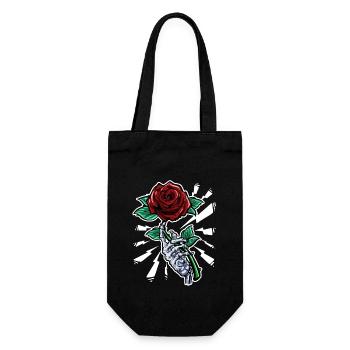 Tattoo Skeleton Hand Red Rose Flower - Gift Bag for Bottles - black - Front