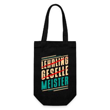 Nach Lehrling und Geselle Meister bestanden - Geschenkbeutel für Flaschen - Schwarz - Vorne
