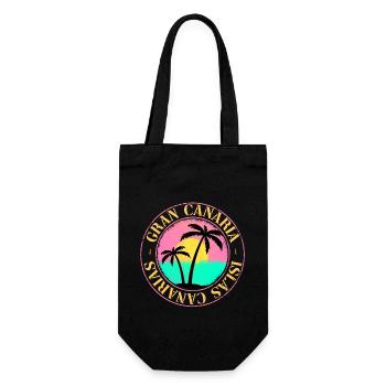 Gran Canaria Sommer Sonne Strand Meer Palmen - Geschenkbeutel für Flaschen - Schwarz - Vorne