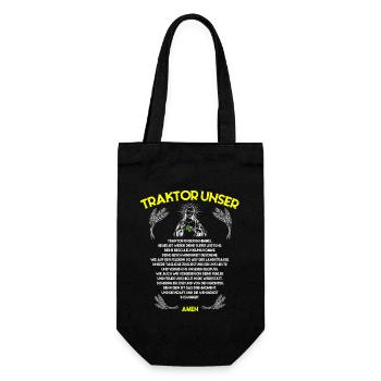 Traktor Unser Bauer Landwirt Spruch - Geschenkbeutel für Flaschen - Schwarz - Vorne