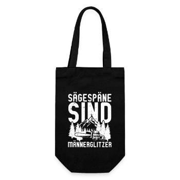 Sägespäne sind Männerglitzer - Geschenkbeutel für Flaschen - Schwarz - Vorne