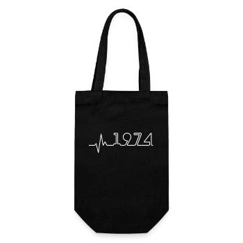 Heartbeat Minimal Birthday Vintage 1974 Line - Gift Bag for Bottles - black - Front