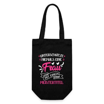 Meistern Meisterprüfung bestanden Frau mit Meister - Geschenkbeutel für Flaschen - Schwarz - Vorne
