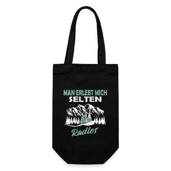 Man erlebt mich selten Radlos - Geschenkbeutel für Flaschen - Schwarz - Vorne