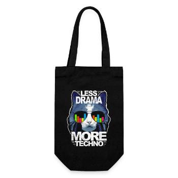 Less Drama More Techno House Music EDM Rave Cat - Gift Bag for Bottles - black - Front