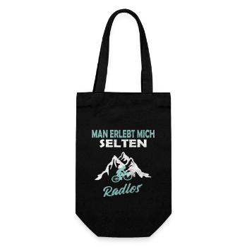 Man erlebt mich selten Radlos - Geschenkbeutel für Flaschen - Schwarz - Vorne