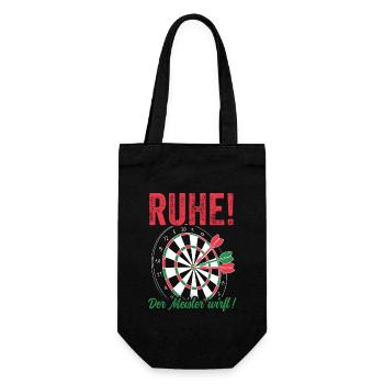 Dart - Ruhe der Meister wirft Sprüche Dartspieler - Geschenkbeutel für Flaschen - Schwarz - Vorne