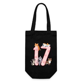 17th Birthday Girl Cats Outfit 17 years old - Gift Bag for Bottles - black - Front